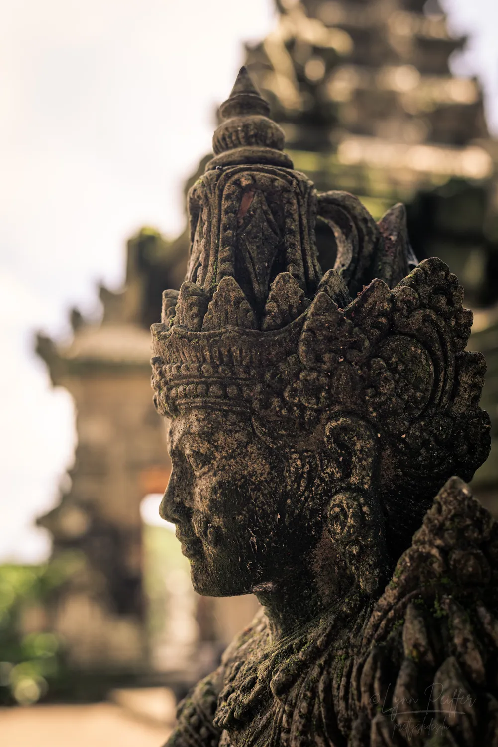 Places of Indonesia Landscape Travel Photos 23 by Lynn Peiffer A profile of a stone statue at a Hindu temple in Bali, Indonesia.